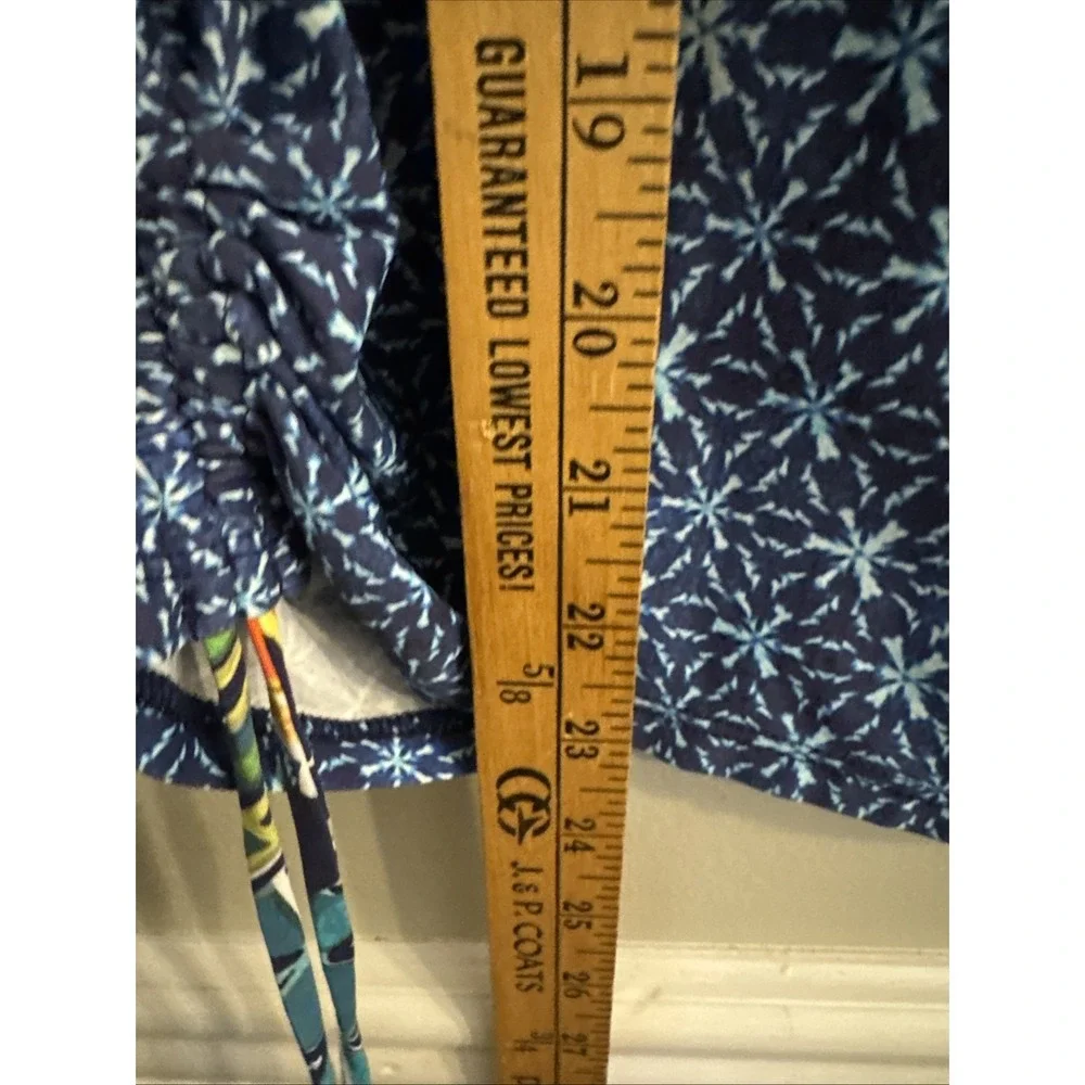 Title Nine Womens S Blue Ruched Rashguard Top Swim Shirt Beach Summer Vacation